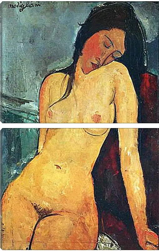 Модульная картина - Seated female nude. Сидящая обнаженная женщина 1. Амедео Модильяни