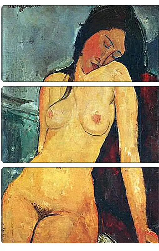 Модульная картина - Seated female nude. Сидящая обнаженная женщина 1. Амедео Модильяни