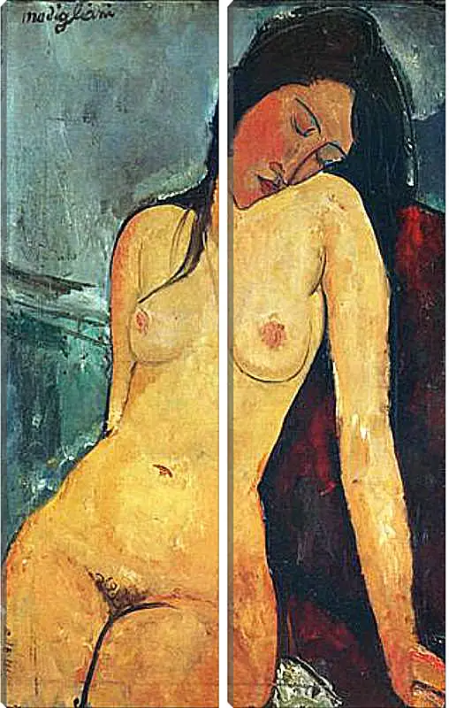 Модульная картина - Seated female nude. Сидящая обнаженная женщина 1. Амедео Модильяни