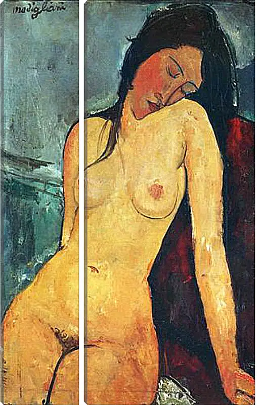 Модульная картина - Seated female nude. Сидящая обнаженная женщина 1. Амедео Модильяни