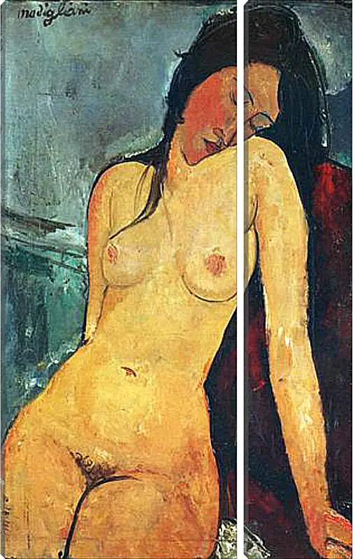 Модульная картина - Seated female nude. Сидящая обнаженная женщина 1. Амедео Модильяни