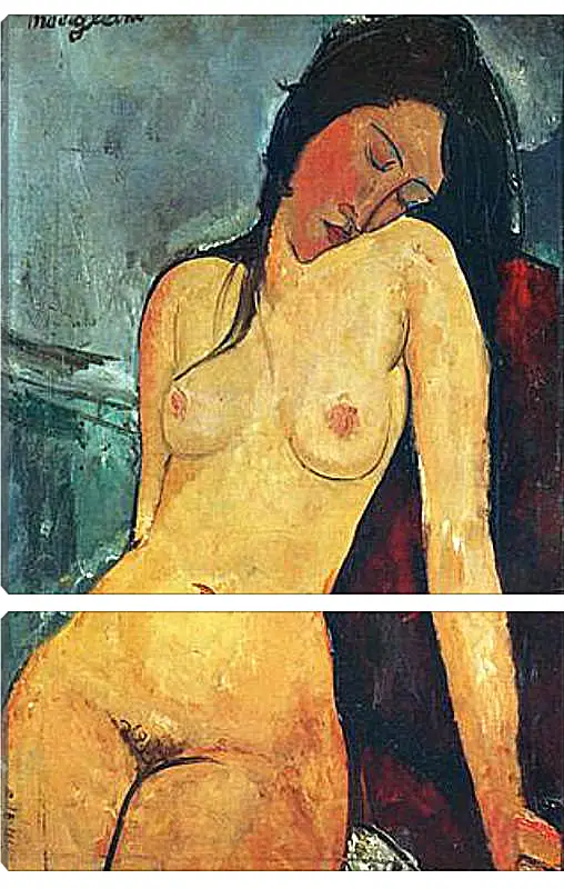 Модульная картина - Seated female nude. Сидящая обнаженная женщина 1. Амедео Модильяни