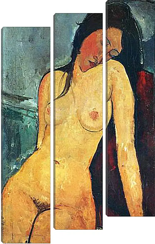 Модульная картина - Seated female nude. Сидящая обнаженная женщина 1. Амедео Модильяни