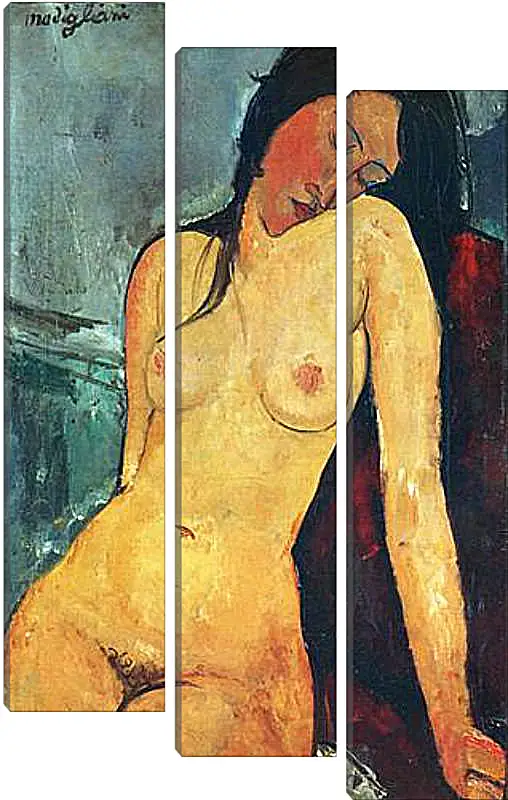 Модульная картина - Seated female nude. Сидящая обнаженная женщина 1. Амедео Модильяни