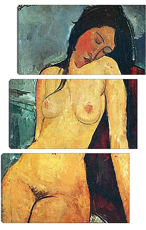 Модульная картина - Seated female nude. Сидящая обнаженная женщина 1. Амедео Модильяни