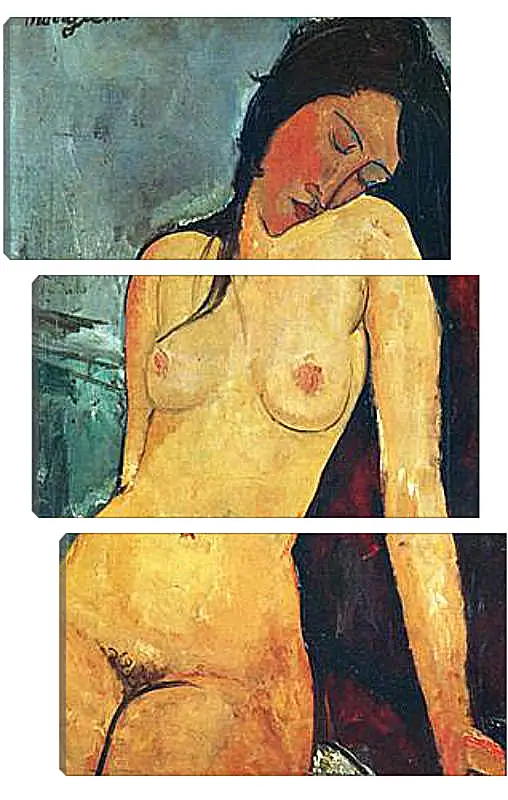 Модульная картина - Seated female nude. Сидящая обнаженная женщина 1. Амедео Модильяни