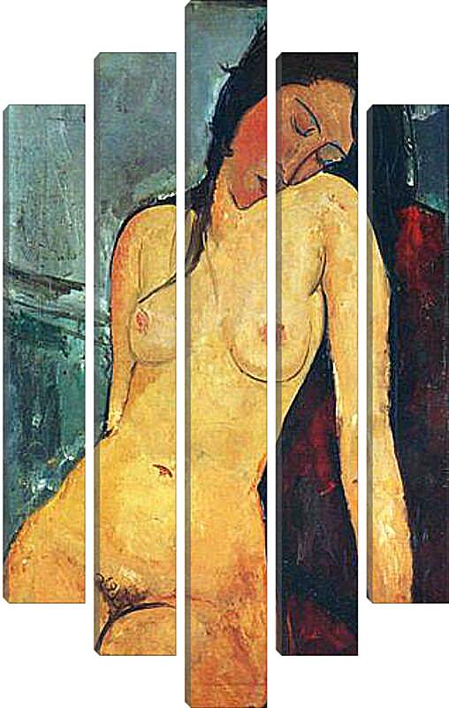 Модульная картина - Seated female nude. Сидящая обнаженная женщина 1. Амедео Модильяни
