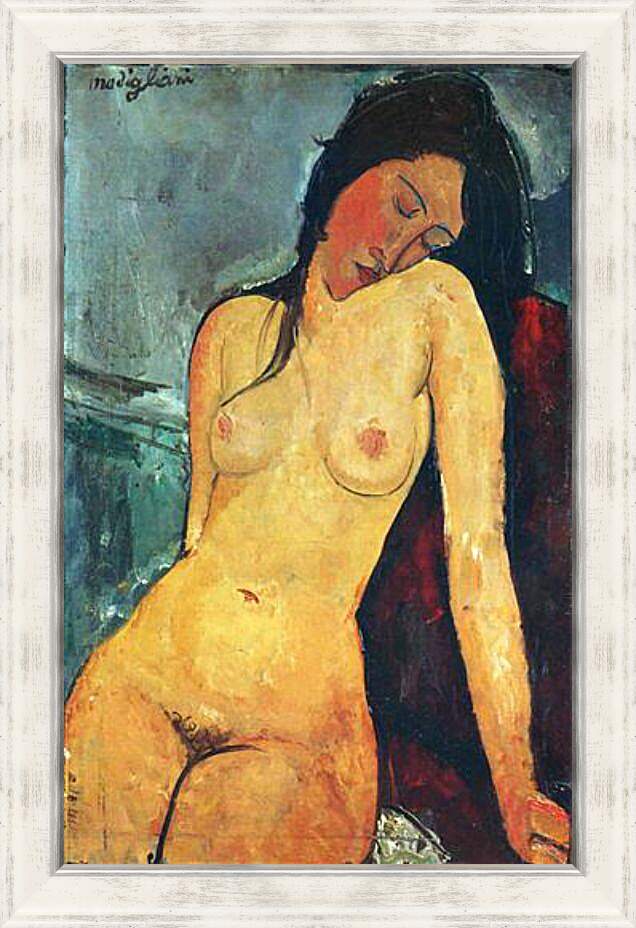 Картина в раме - Seated female nude. Сидящая обнаженная женщина 1. Амедео Модильяни