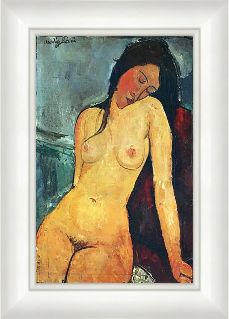 Картина в раме - Seated female nude. Сидящая обнаженная женщина 1. Амедео Модильяни