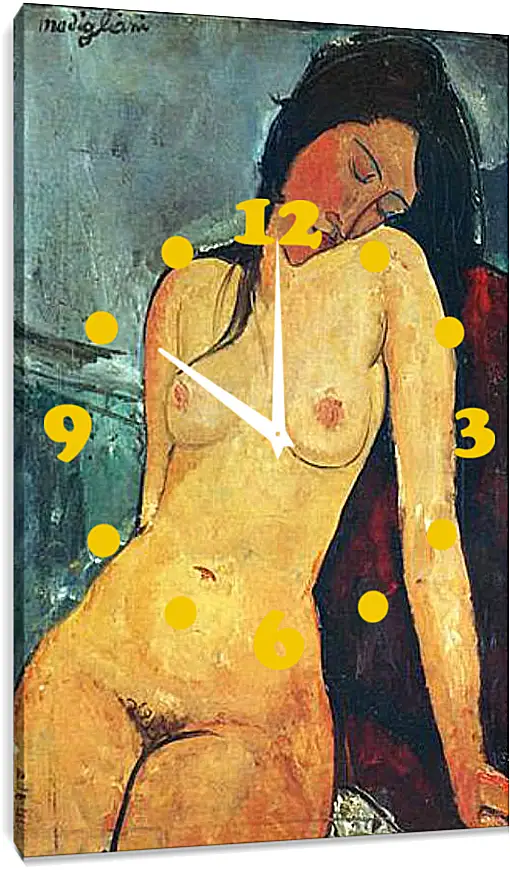 Часы картина - Seated female nude. Сидящая обнаженная женщина 1. Амедео Модильяни