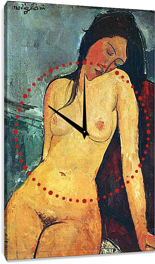 Часы картина - Seated female nude. Сидящая обнаженная женщина 1. Амедео Модильяни