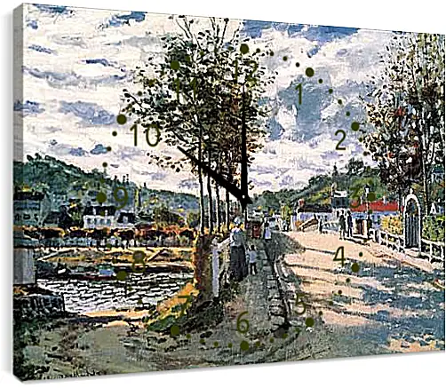 Часы картина - The Seine at Bougival. Клод Моне