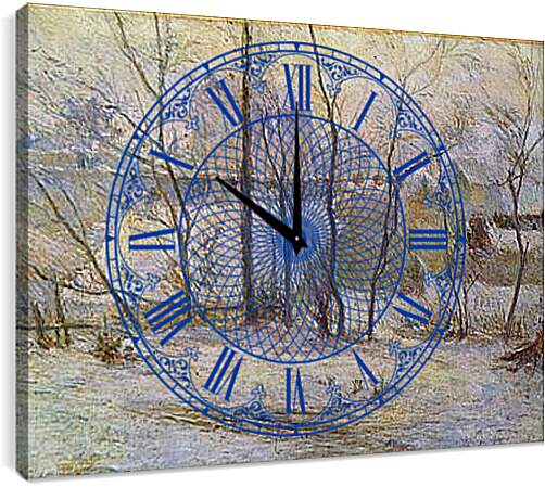 Часы картина - Заснеженный сад. Поль Гоген