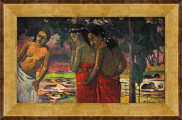 Картина в раме - Three Tahitian Women. Поль Гоген