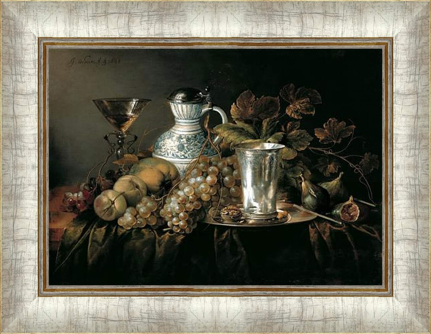 Картина в раме - Натюрморт с серебряным бокалом. Ян Хем Давидс Де
