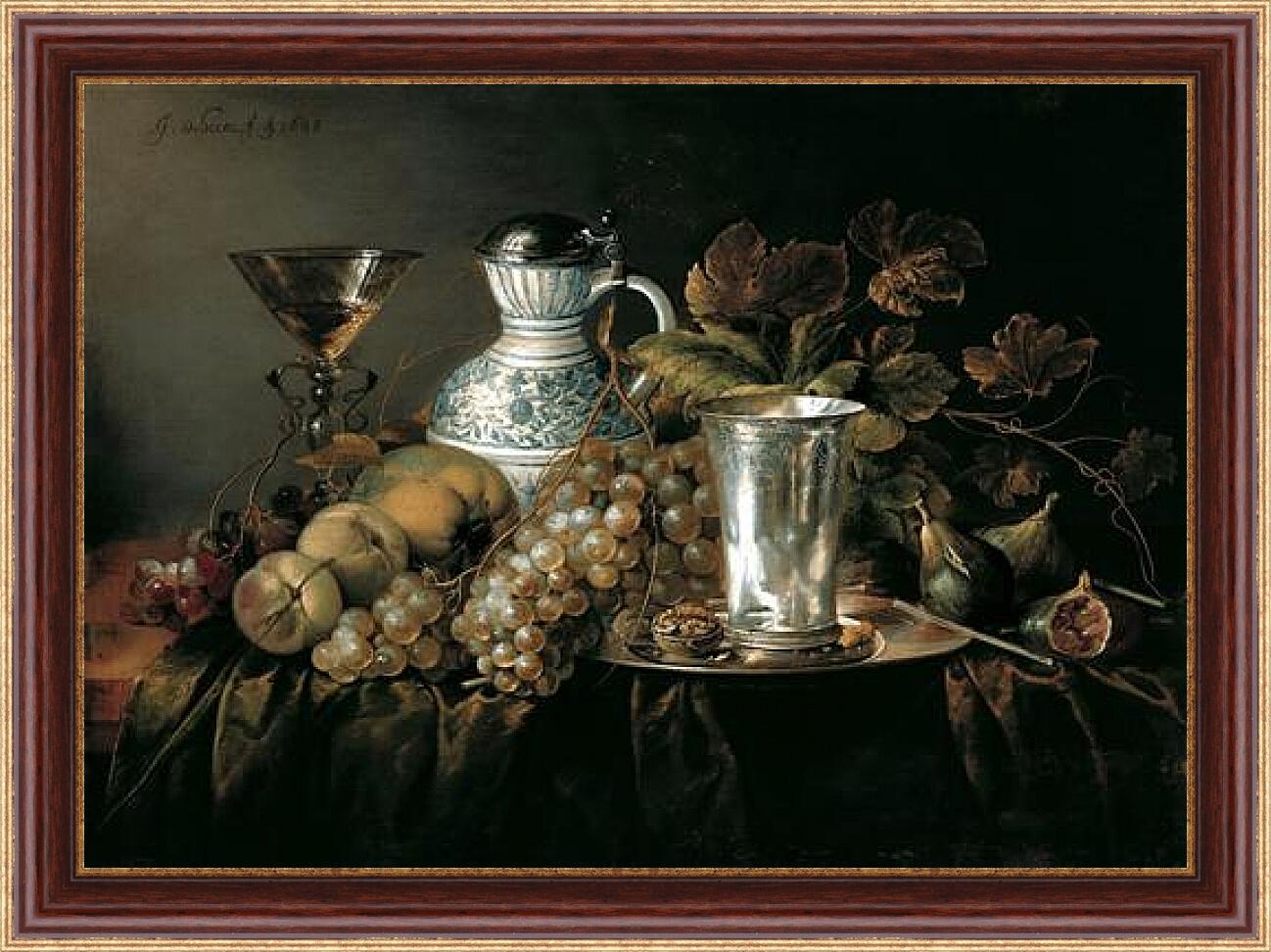 Картина в раме - Натюрморт с серебряным бокалом. Ян Хем Давидс Де