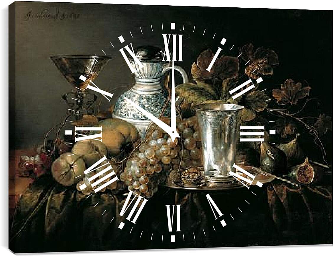 Часы картина - Натюрморт с серебряным бокалом. Ян Хем Давидс Де