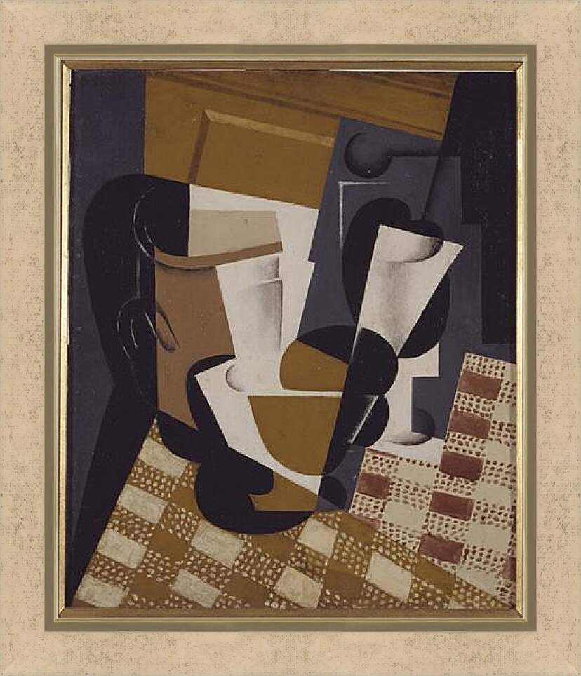 Картина в раме - Wine Jug and Glass. Хуан Грис