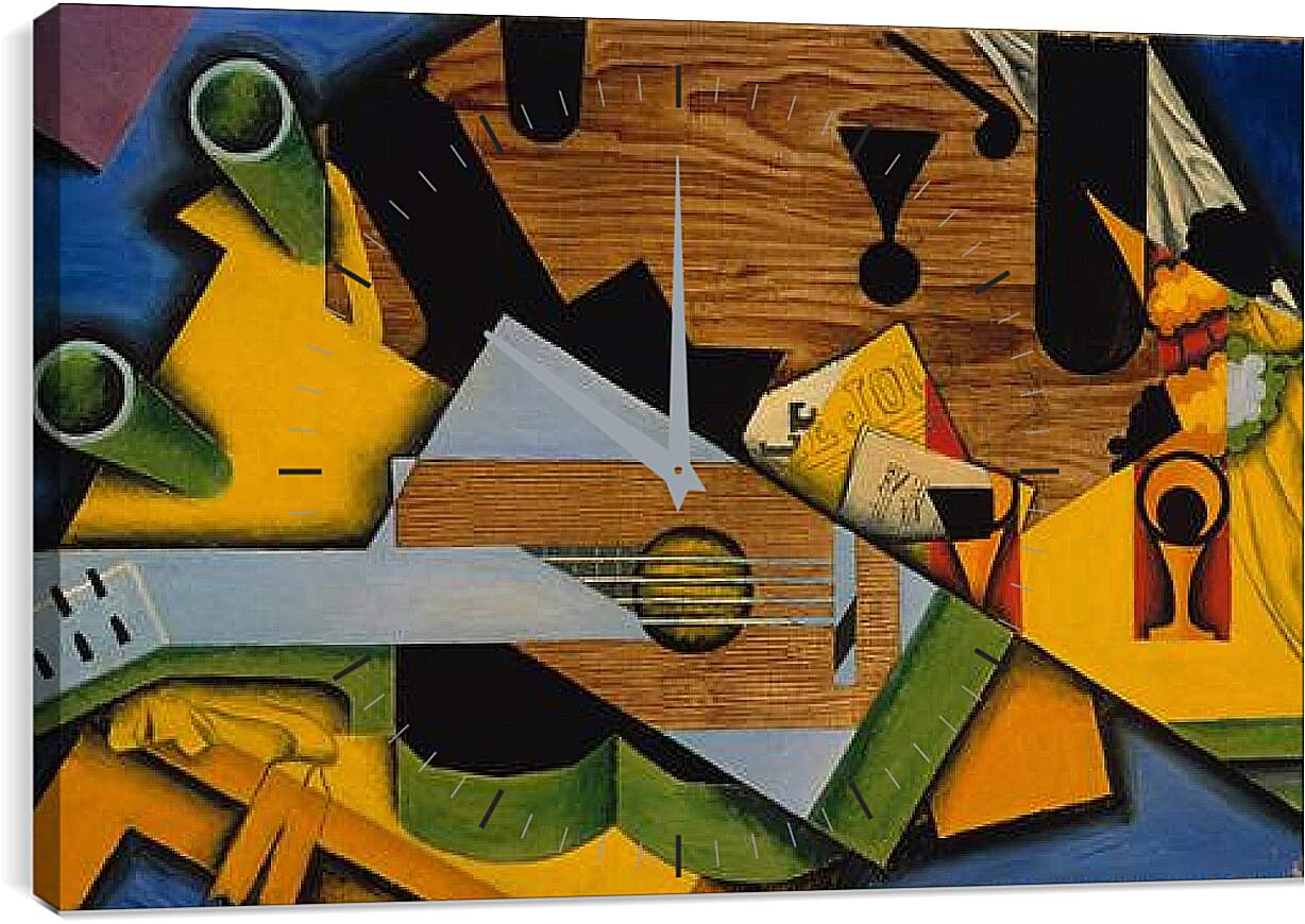 Часы картина - Still Life with a Guitar. Хуан Грис