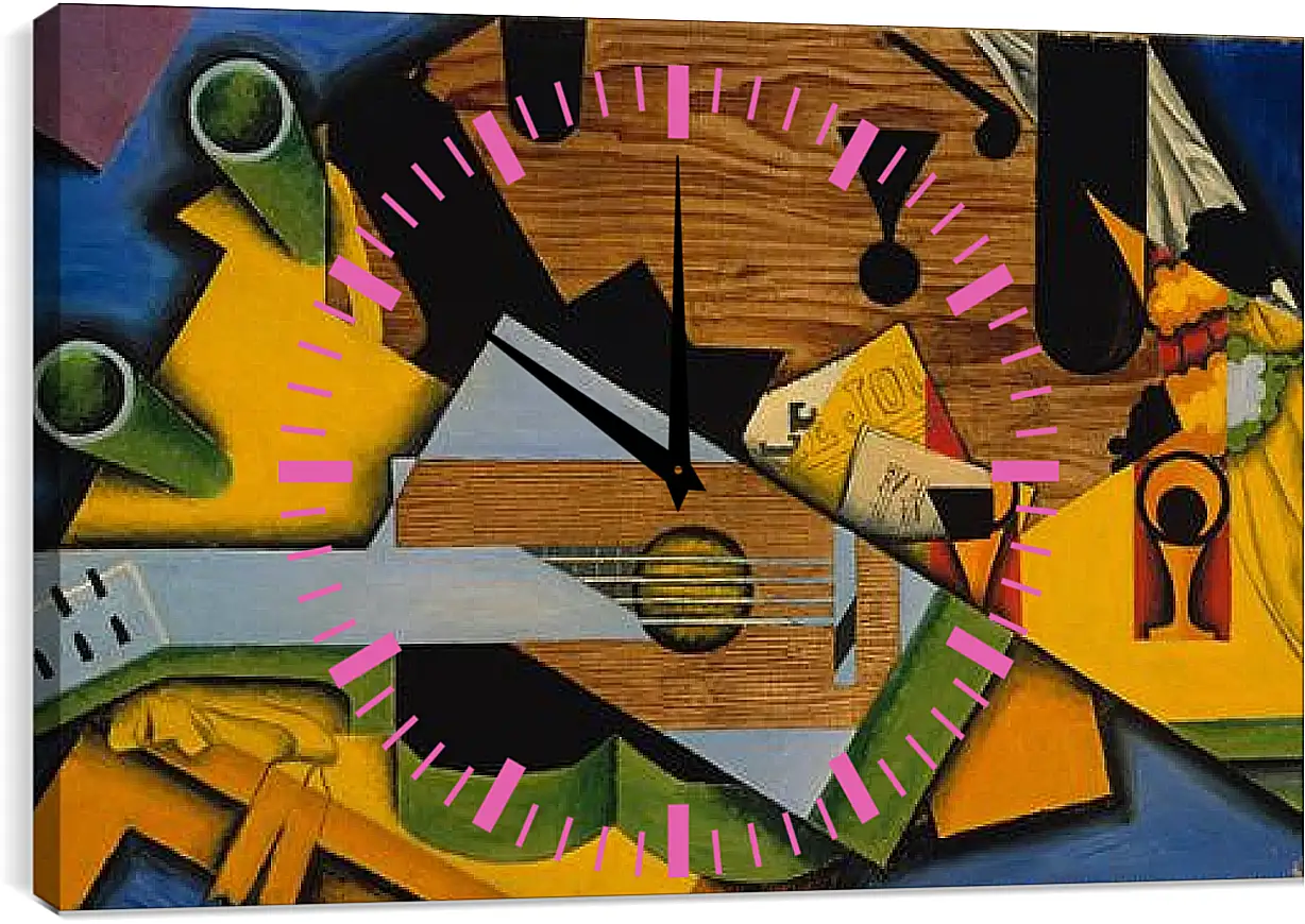 Часы картина - Still Life with a Guitar. Хуан Грис