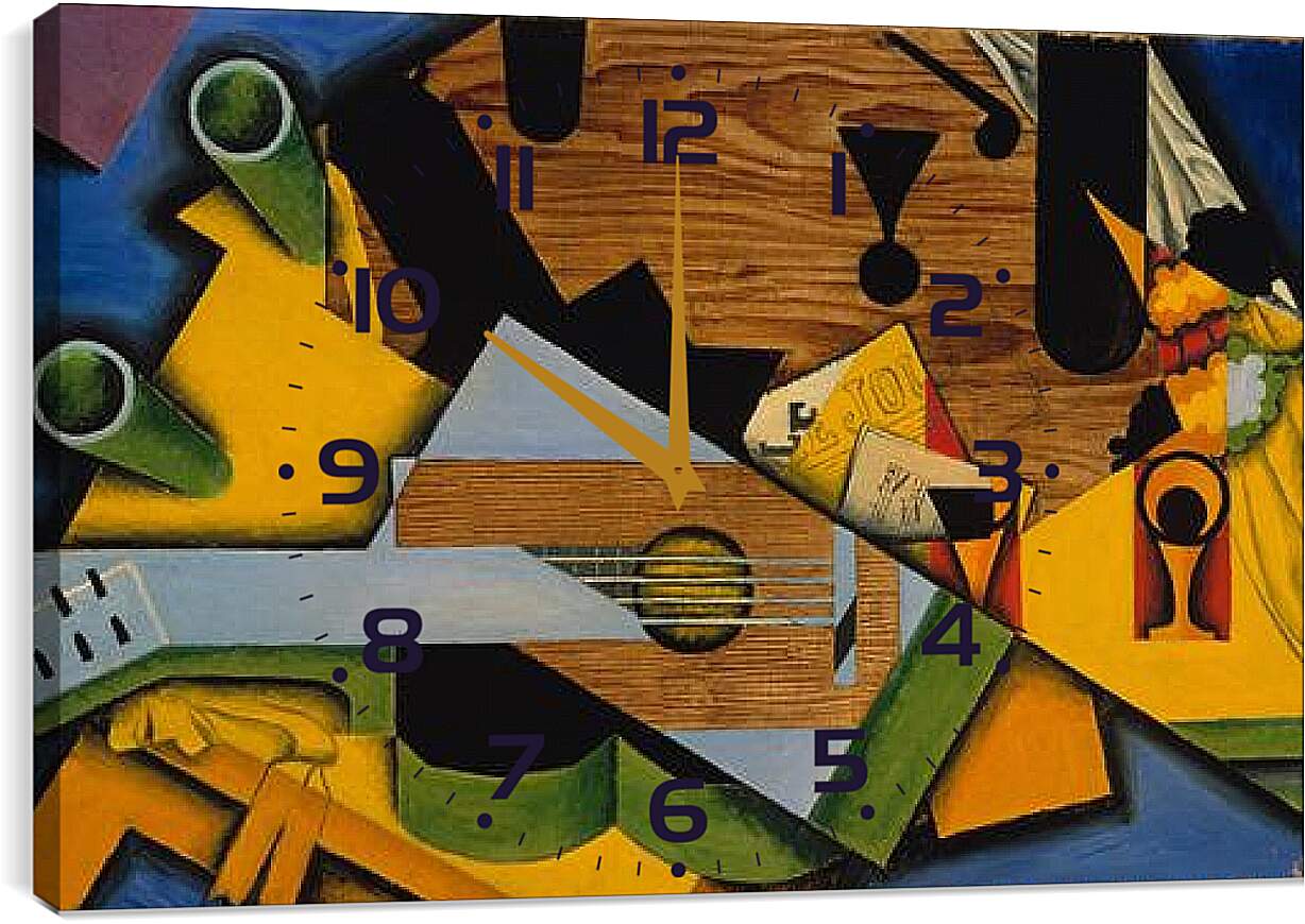 Часы картина - Still Life with a Guitar. Хуан Грис
