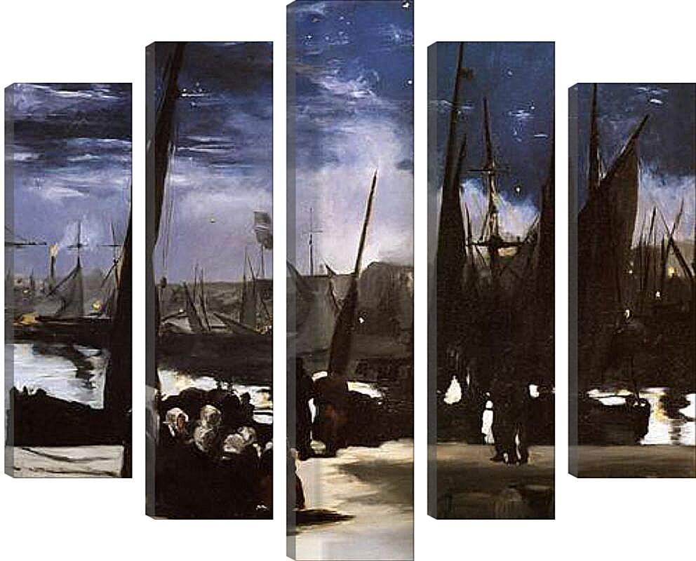 Модульная картина - Clair de Lune sur le port de Boulogne,Moonlight on the wearing of Boulogne, Huile sur toile. Эдуард Мане
