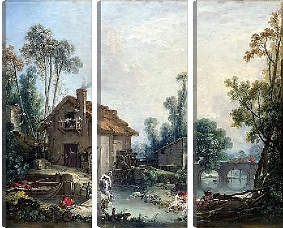 Модульная картина - Landscape with a Watermill. Франсуа Буше