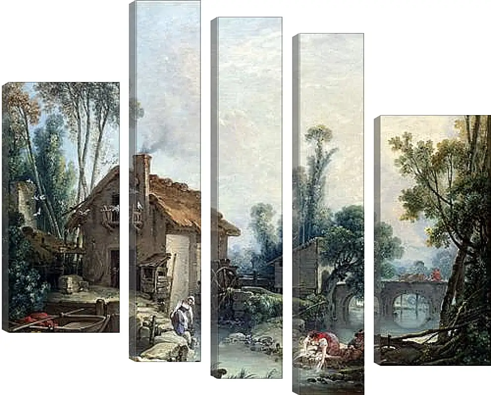 Модульная картина - Landscape with a Watermill. Франсуа Буше