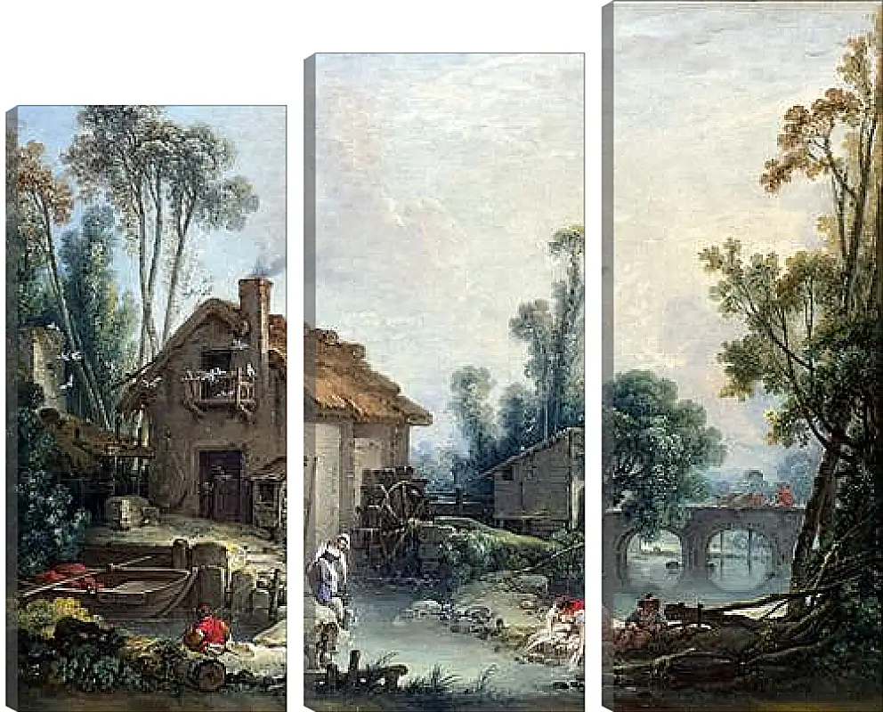 Модульная картина - Landscape with a Watermill. Франсуа Буше