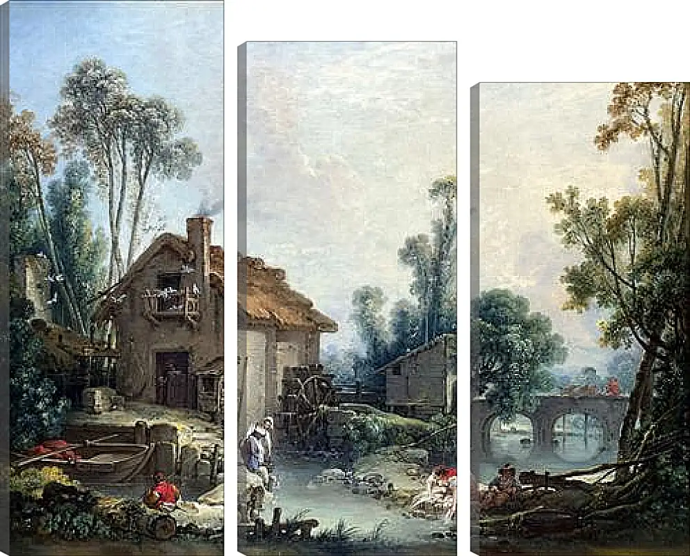 Модульная картина - Landscape with a Watermill. Франсуа Буше