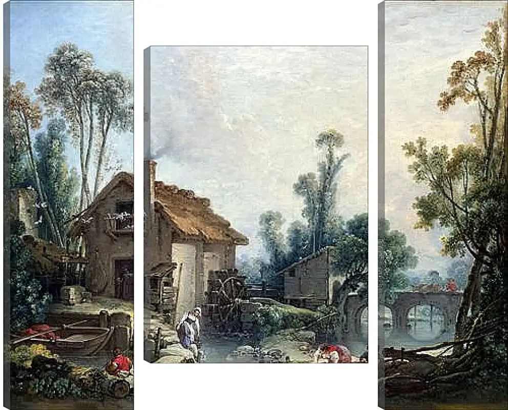 Модульная картина - Landscape with a Watermill. Франсуа Буше