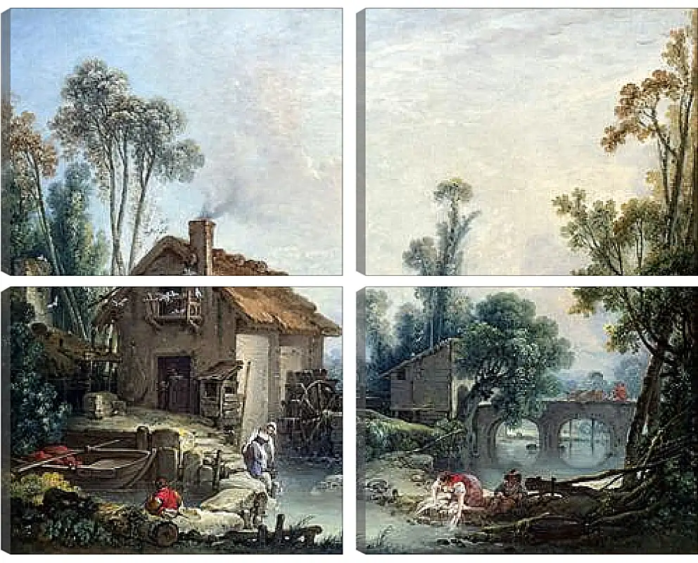 Модульная картина - Landscape with a Watermill. Франсуа Буше