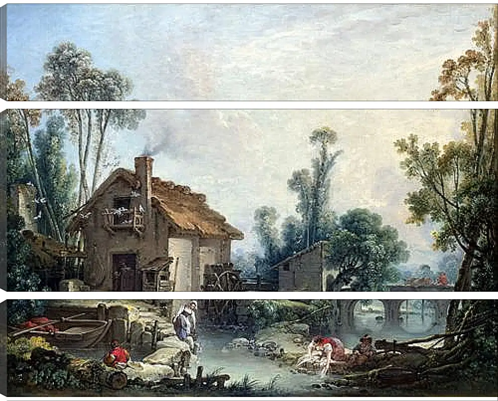 Модульная картина - Landscape with a Watermill. Франсуа Буше