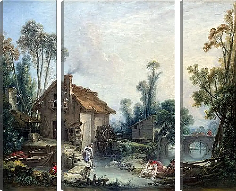 Модульная картина - Landscape with a Watermill. Франсуа Буше