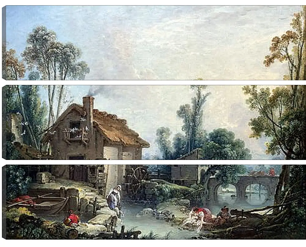 Модульная картина - Landscape with a Watermill. Франсуа Буше