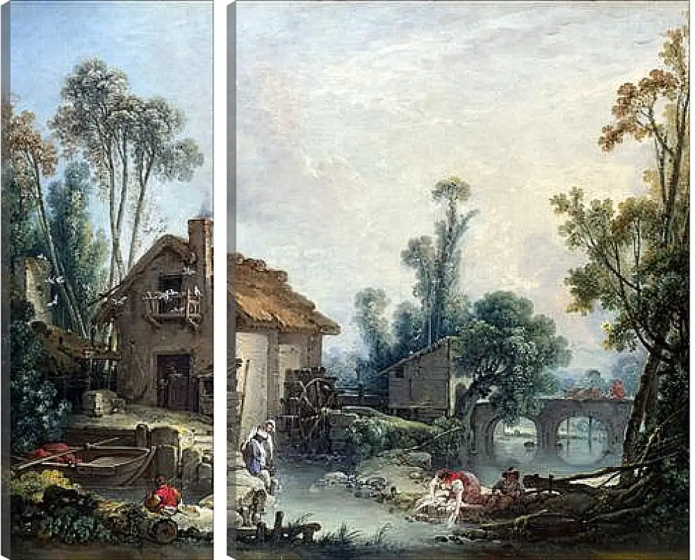 Модульная картина - Landscape with a Watermill. Франсуа Буше