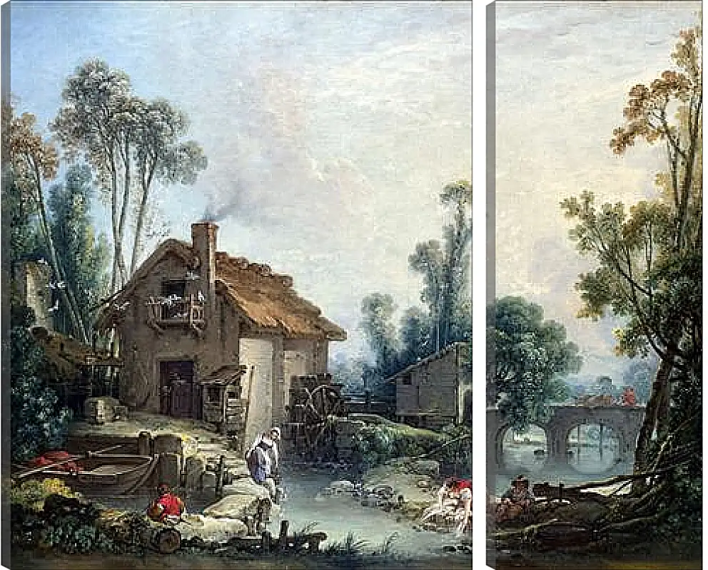 Модульная картина - Landscape with a Watermill. Франсуа Буше