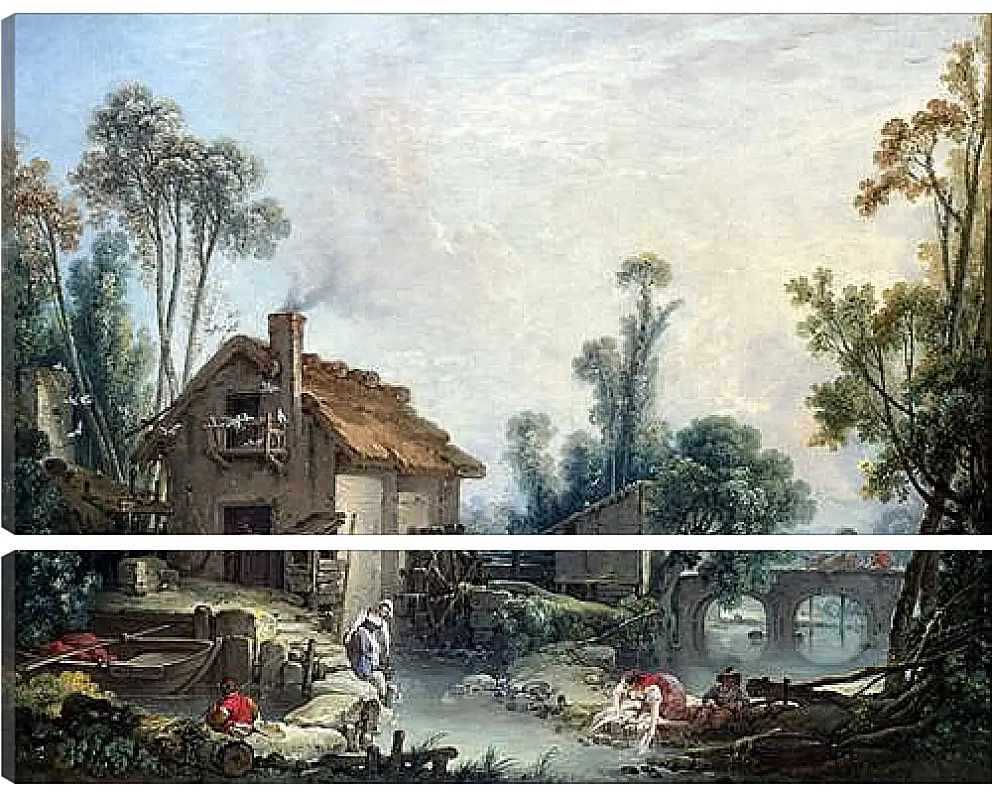 Модульная картина - Landscape with a Watermill. Франсуа Буше