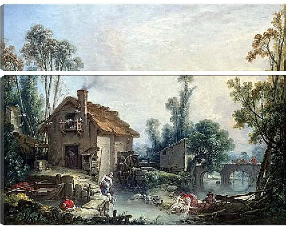 Модульная картина - Landscape with a Watermill. Франсуа Буше