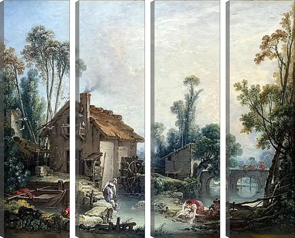 Модульная картина - Landscape with a Watermill. Франсуа Буше