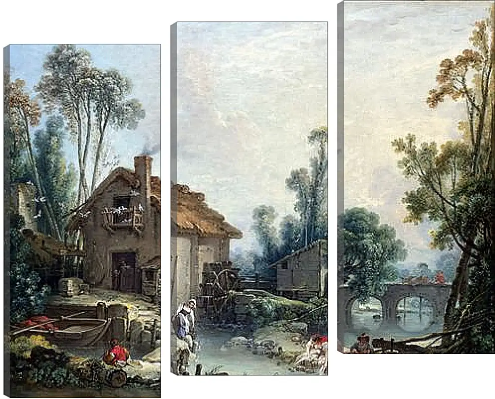 Модульная картина - Landscape with a Watermill. Франсуа Буше
