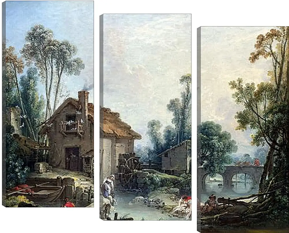 Модульная картина - Landscape with a Watermill. Франсуа Буше