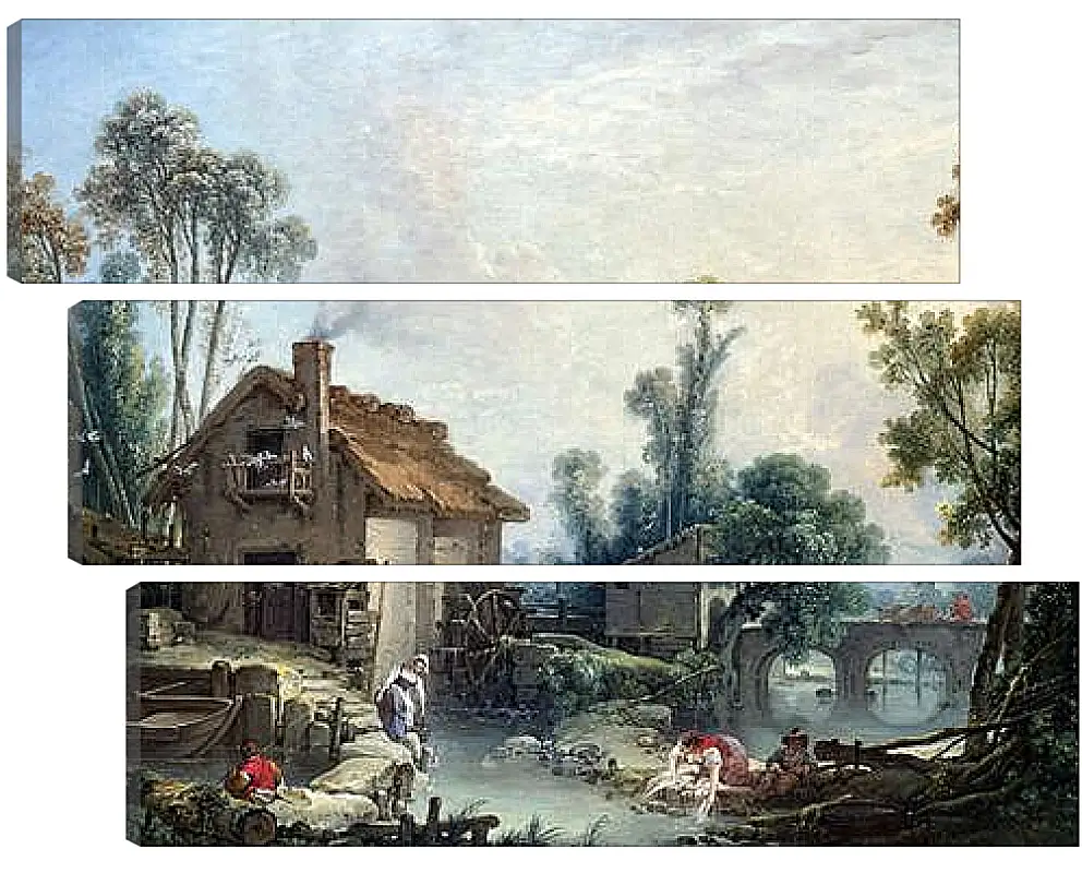 Модульная картина - Landscape with a Watermill. Франсуа Буше