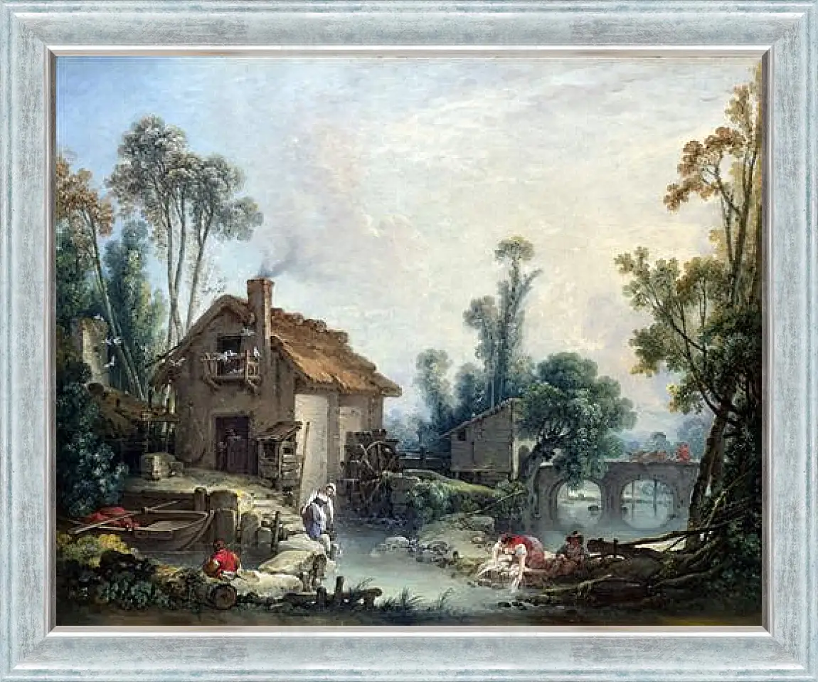 Картина в раме - Landscape with a Watermill. Франсуа Буше