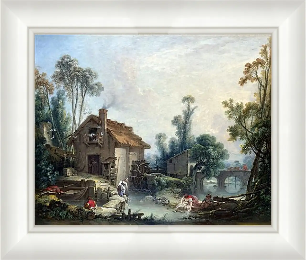 Картина в раме - Landscape with a Watermill. Франсуа Буше