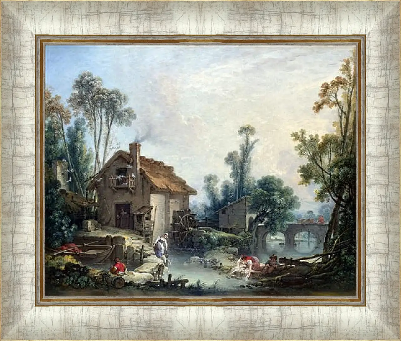 Картина в раме - Landscape with a Watermill. Франсуа Буше
