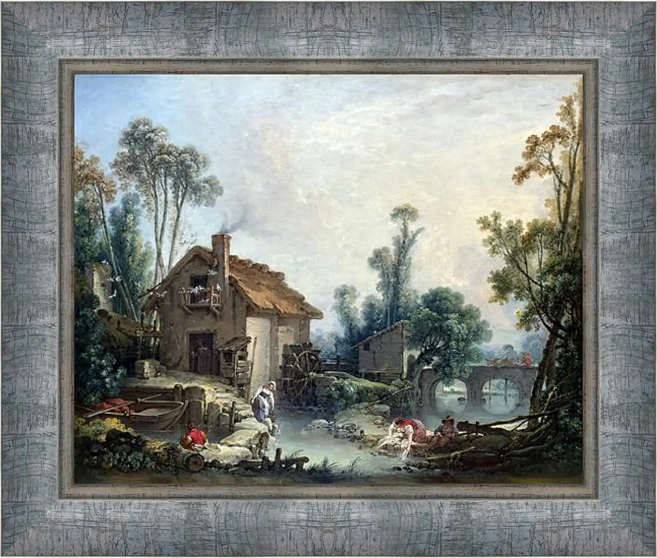 Картина в раме - Landscape with a Watermill. Франсуа Буше
