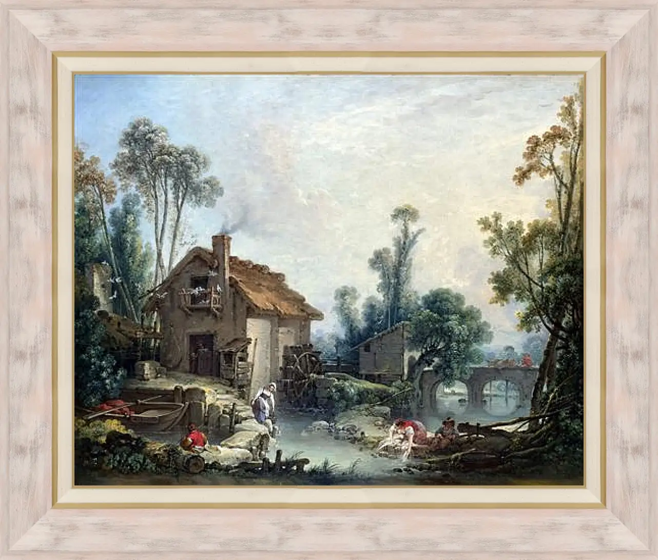 Картина в раме - Landscape with a Watermill. Франсуа Буше