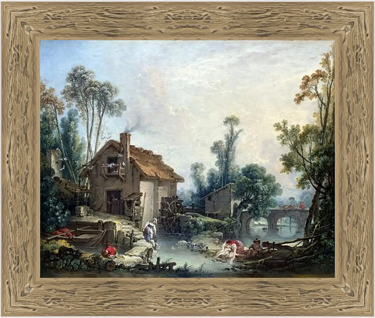 Картина в раме - Landscape with a Watermill. Франсуа Буше