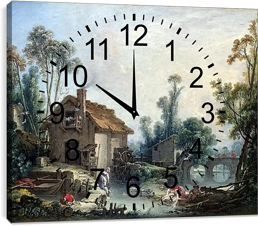 Часы картина - Landscape with a Watermill. Франсуа Буше